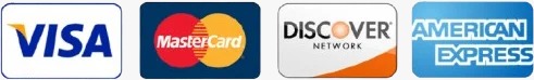 We accept Visa, Mastercard, Discover and American Express
